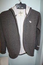 Abercrombie Kids Size 11-12 Gray Hooded Sweatshirt Pockets Loose Fit Jacket EUC