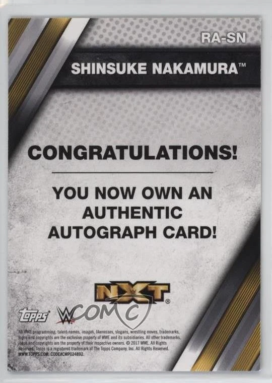 2017 Topps WWE NXT Auto Shinsuke Nakamura #RA-SN Rookie Auto RC - Image 2 of 2