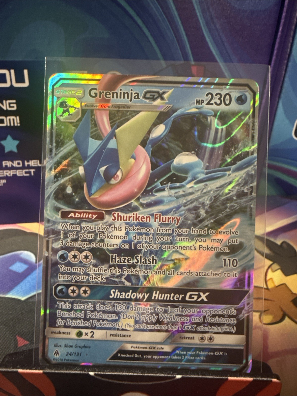 2018 Greninja GX 24/131 Sm-Forbidden Light Holo Near Mint Condition