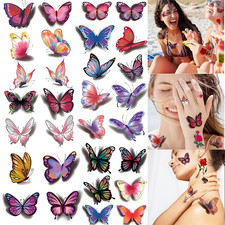 60Sheets 3D Flower Butterfly Temporary Tattoos for Women Girls, Colorful Rose Ta