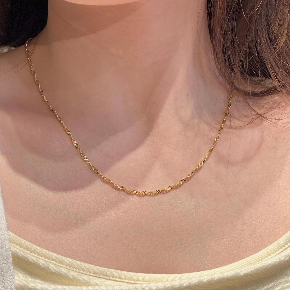 Au750 Solid 18K Solid Gold yellow Gold Necklace Women Gold Chain 