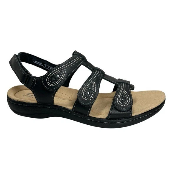 Sandali sportivi Clarks donna Laurieann Vine con cinturino in pelle nera taglia 9W