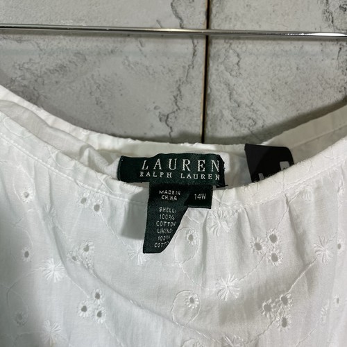 Lauren Ralph Lauren Maxi Skirt White Crochet Lace Insets Eyelet Ruffle 14w - Picture 3 of 6