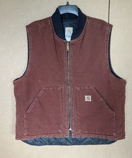 Vintage Carhartt V02 CLY Duck Vest Men s XL Clay Red Quilted Made in USA