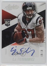 2014 Panini Absolute Rookie Auto Spectrum Platinum 10/10 CJ Fiedorowicz #153 0a3