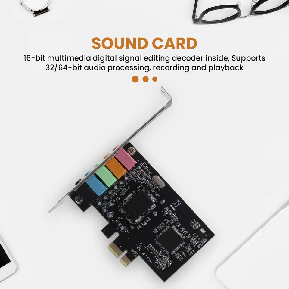 5.1 Internal Sound Card for 10 with Low Profile Bracket, 3D Stereo PCI-E,2415 - Image 2 of 4