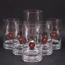 5+1 Jim Beam 5 Tumbler & 1 Bierglas Rastal breiter Fu&szlig; gebraucht sehr gut