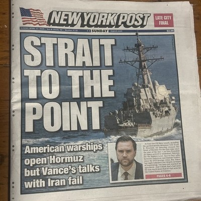 New York Post: Strait To The Point. April 12 2026. FAST & SAME DAY SHIPPING