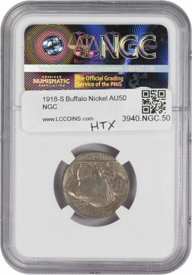 1918-S Buffalo Nickel AU50 NGC - Image 2 of 2