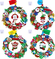 Winlyn 12 Sets Christmas Craft Kits Winter Crafts DIY Holiday Wreath Ornaments D
