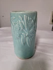 Vintage 1940 Nelson McCoy Pottery Teal Green Butterfly Vase 6"