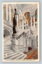 Grand Staircase Library of Congress Washington DC Vintage Postcard B.S. Reynolds