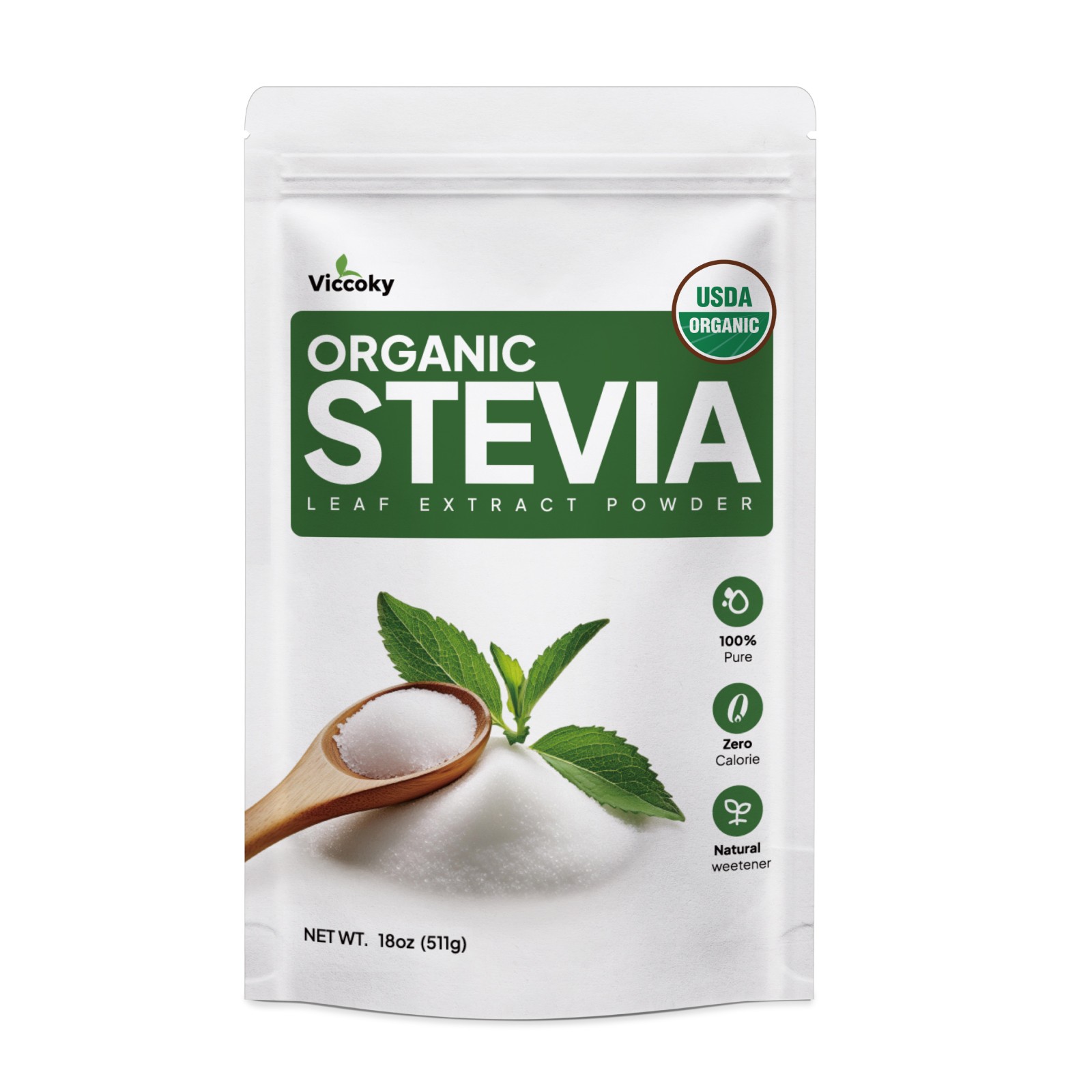 Organic Stevia Powder Pure Extract Natural Sweetener 0 Calor