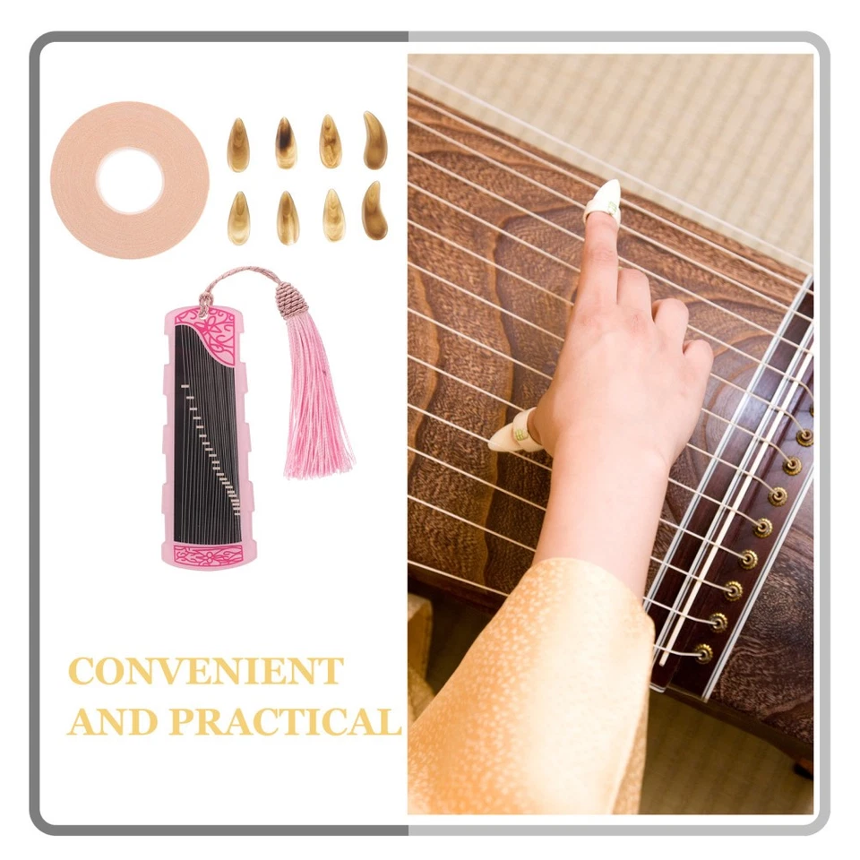  1 set Resin Guzheng Picks Picks cinese Guzheng Nails dito e pollice Punta - Immagine 4 di 4