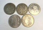 Lot of 5-1921 Morgan Silver Dollar - 90% Silver-Jr