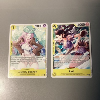 One Piece Jewelry Bonney Character OP05-105 & Raki OP05-112 Character Cards. NM