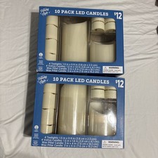 2 Sets LED Wax Pillar Candles Flameless Flickering 10 Pc Assorted Sizes