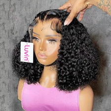 Brazilian Curly Bob HD Transparent 13x4 Lace Front Human Hair Wig 5x5Closure Wig