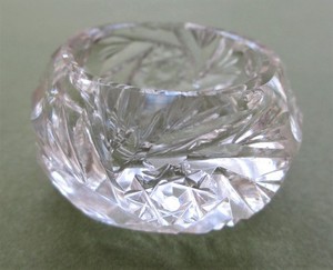 Six Exquisite Antique Brilliant Cut Glass Salt Cellars, Whirling Star, 1" x 2"