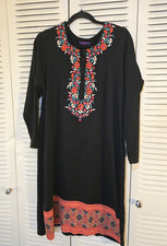 TRISHAA Women's XL Black Embroidered Floral Kurta/Kurti Stylish Traditional