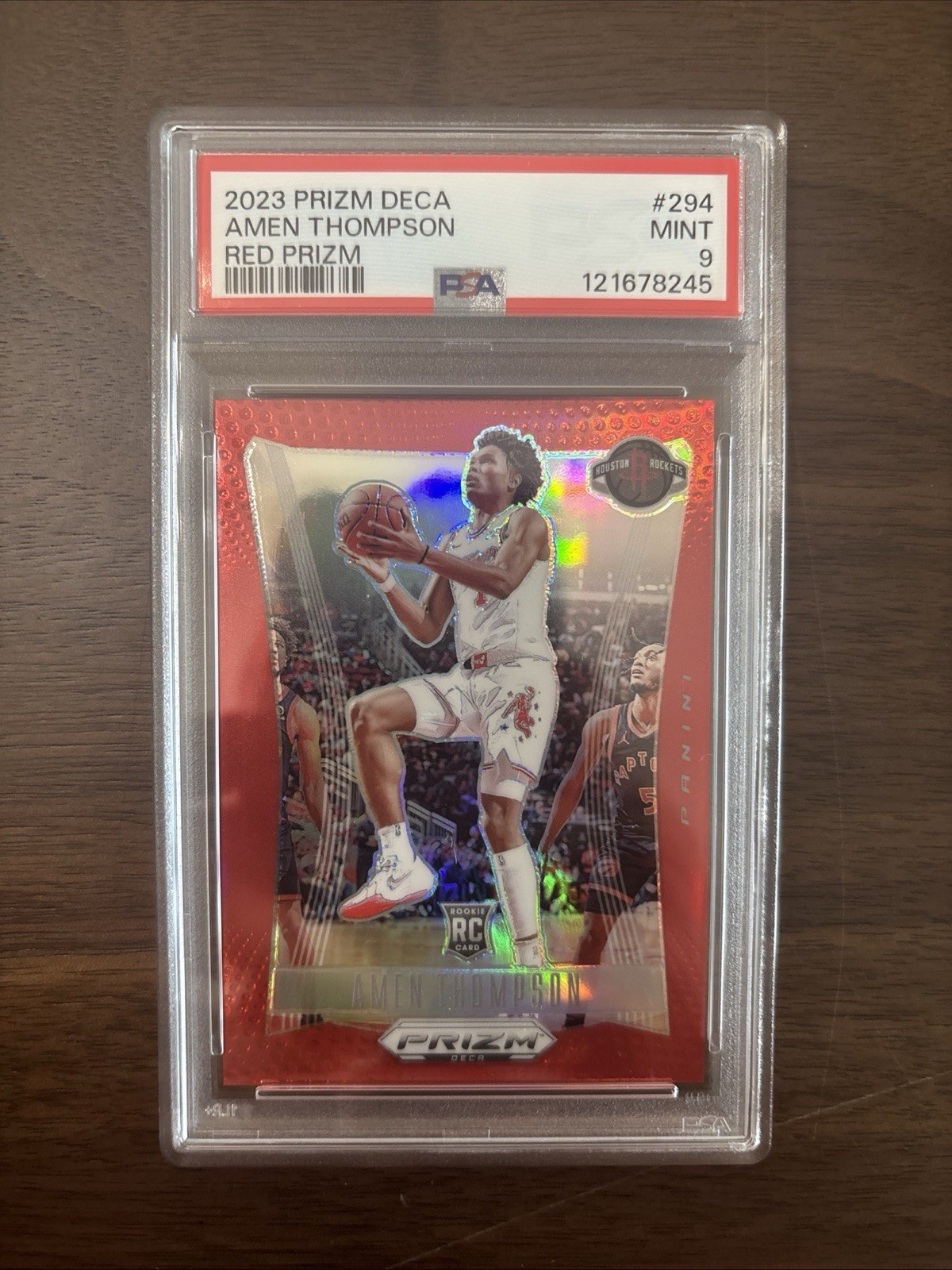 2023-24 Panini Prizm Deca - Amen Thompson #294 Red Prizm /199 (RC) psa 9