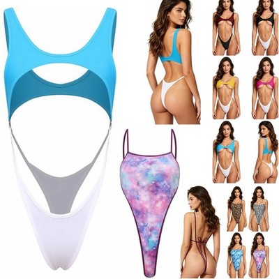 DE iEFiEL Monokini Damen Extreme String Monokini Swimsuit Hollow Out Bademode 