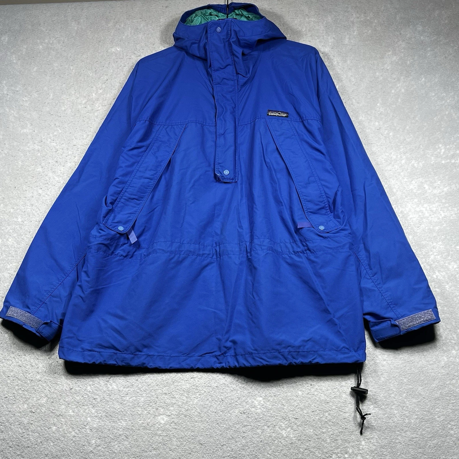 Vintage Patagonia Anorak Storm Jacket Mens Size Large Blue Half Zip
