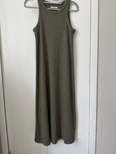 Madewell Women's Sleeveless Dress Olive Green, , Button Front, Size XS