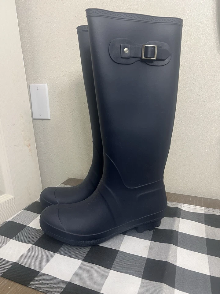 Forever Mujer Azul Marino Botas de Lluvia Alta 15.5” Talla 8 1/2 Valentina-02 Foto 2 de 4