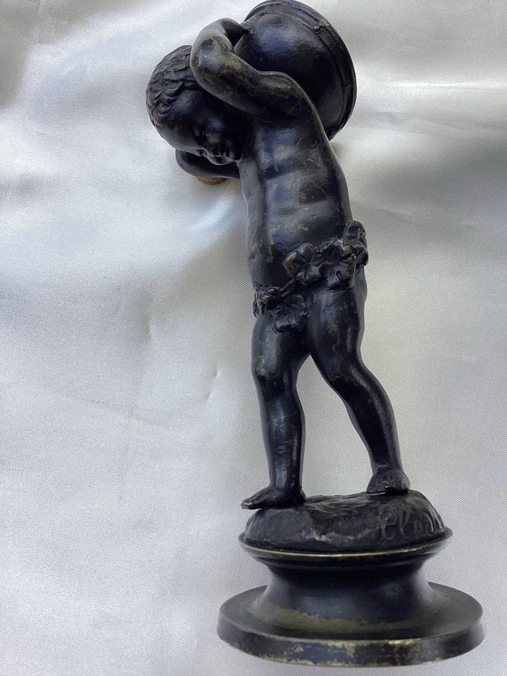 Angelot.   Bronze Patine Brune Signé CLODION ÉPOQUE 19ém  20cm - Photo 2/4