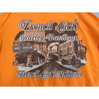 Harley-Davidson French Lick Indiana Long Sleeve Shirt Orange Mens Large L 2011