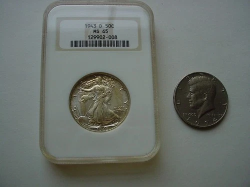 1943D NGC MS65 Walking Liberty Silver Half Dollar 50c US Mint 1943-D MS-65 Toned