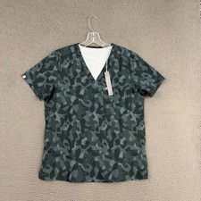 FIGS Scrub Top Womens Large Multicolor Geometric Pockets Workwear Nurse Stretch