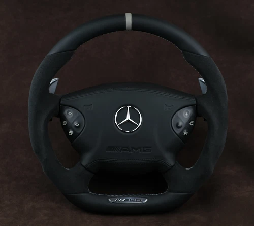 Bespoke custom steering wheel W211 e55amg flat bottom thick AMG metal paddles