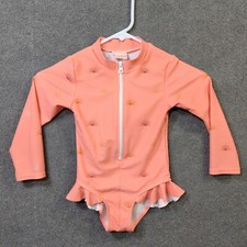 Forever French x Caitlyn Neier Swimsuit Girls 4-5Y Long Sleeve Zip Ruffle Peach
