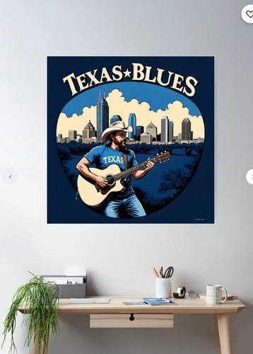 Texas Blues Poster - 33.1" x 33.1" - Semi Gloss - Picture 2 of 2