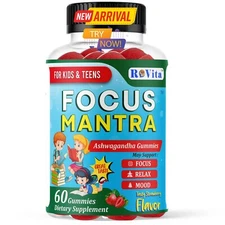 Focus Mantra Ashwagandha Brain Booster Gummies for Kids & Teens -Focus, Mood