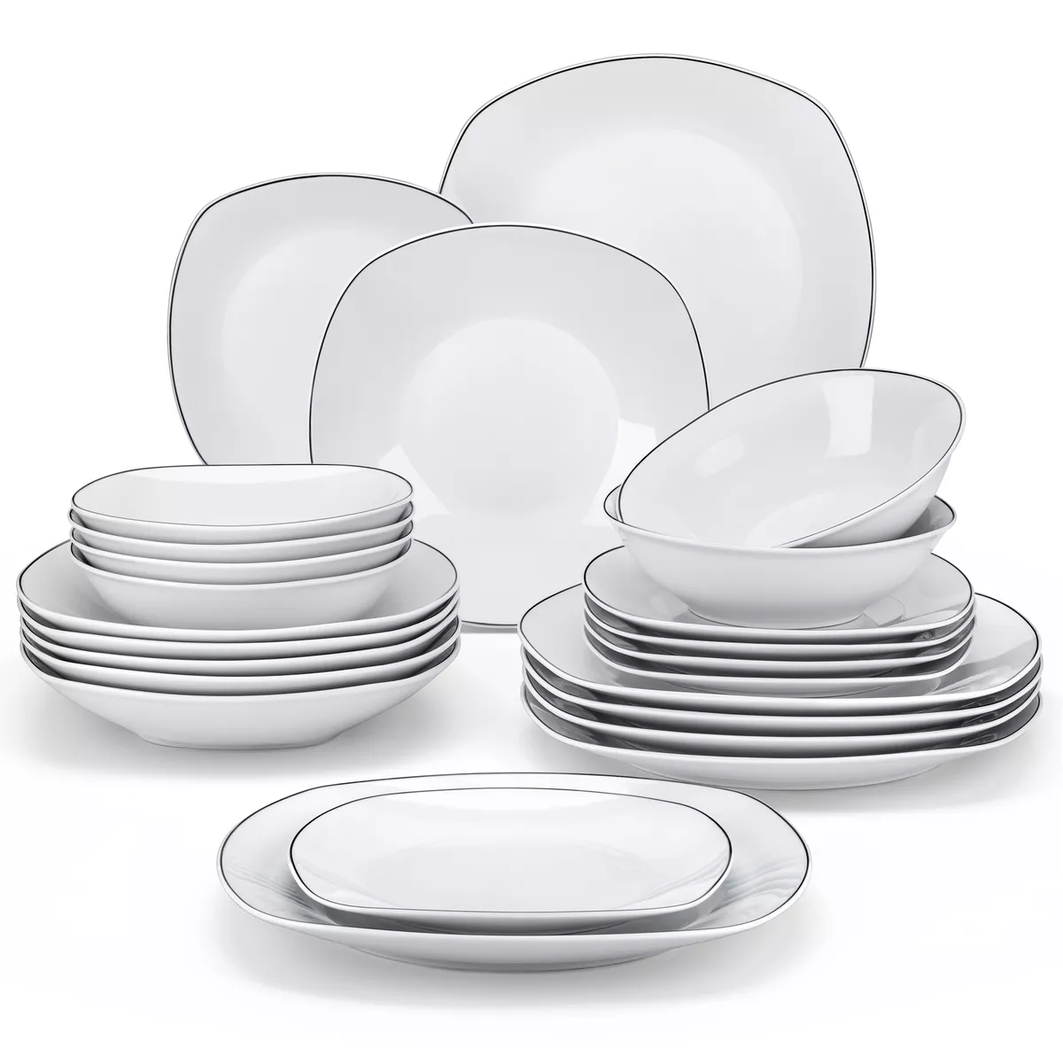 MALACASA 2-piece White Porcelain Dinnerware in the Serveware