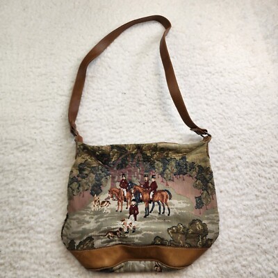Accessories Unlimited Maine Vintage Fox Hunt Tapestry Vintage 80s 90s Crossbody