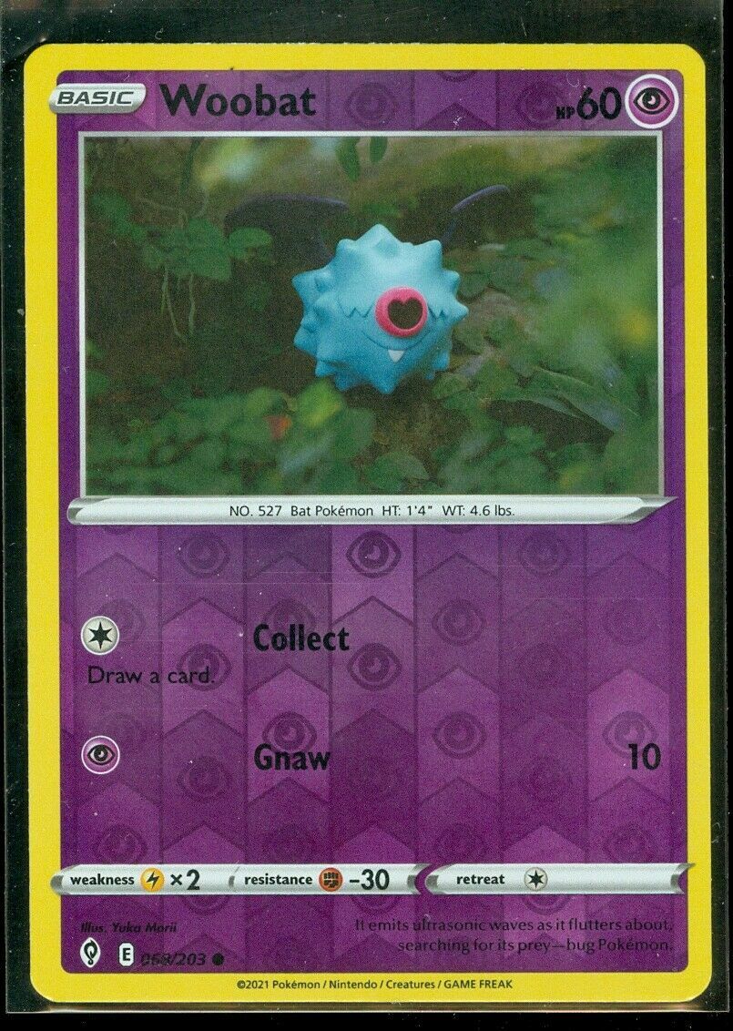 Pokemon - WOOBAT - 068/203 - Reverse Holo - Evolving Skies - NM/M - New