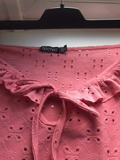 Pretty Boohoo coral pink bardot style stretch dress Size 10