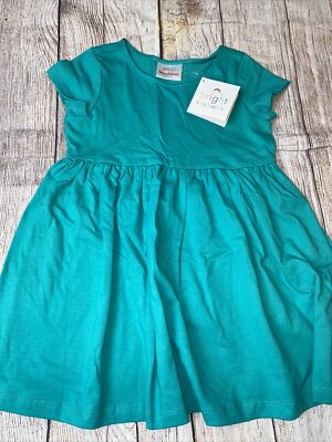 Hanna Andersson 100 Size 4 Girls Teal Bright Basics Dress Cotton NEW