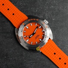 Reloj de buceo hecho a medida 42 mm estilo DX esfera naranja movimiento automático NH35A