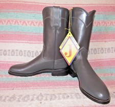 Women's VTG Justin Diamond J Grey Leather Roper Cowboy Boots 6 A NEW in Box