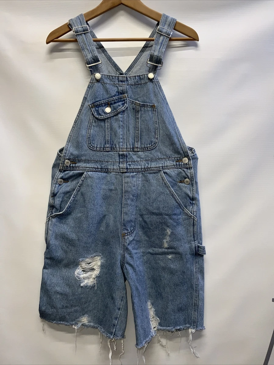 Womens Just USA Distressed Denim Jeans Carpenter Bib Overalls Size Medium USA