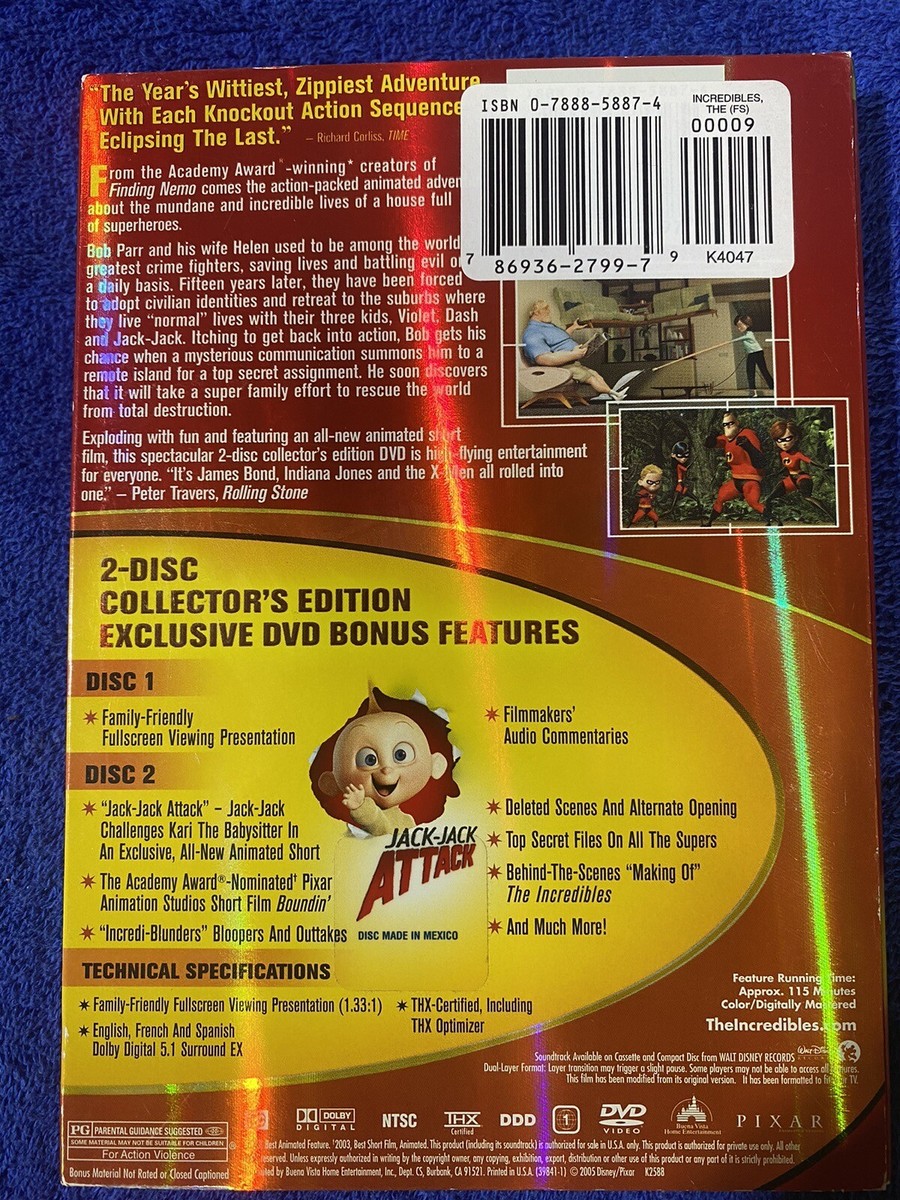 The Incredibles DVD 2-Disc Set Fullscreen Collectors Edition w