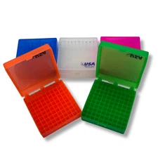 USA Scientific 100-Well 2in Cryogenic Freezer Tube Storage Box - Choose Color
