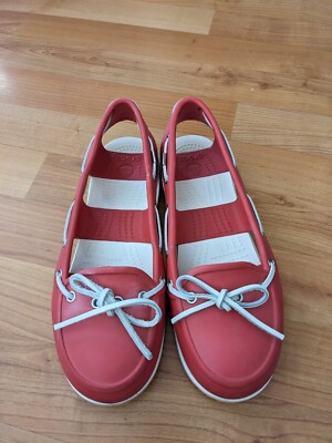 Crocs Women's Size W 7 Boulder Colorado Red) White Slip On.