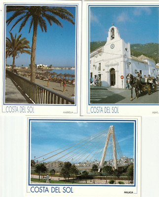 Costa Del Sol Malaga Spain Lot of 3 Postcards Architecture Landscape Bridge
