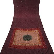 Vintage Purple Taupe Sarees 100 Pure Crepe Silk Printed Sari 5YD Craft Fabric